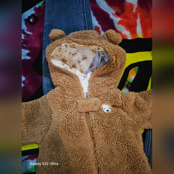 Carter's Just One You Baby Boy/Girl Pram/Bunting/Snowsuit: Brown Bear Size 3 Mo - Picture 7 of 8